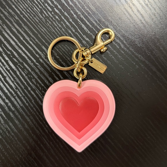 Coach Pink and Red Heart Keychain / Bag Charm - Picture 1 of 4